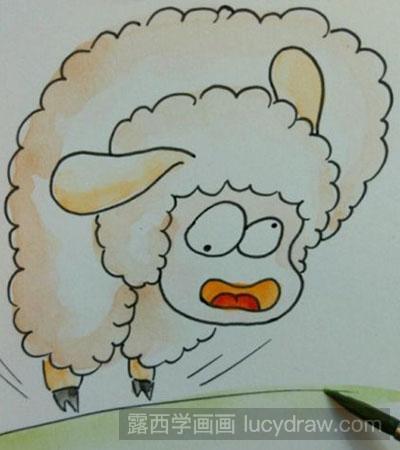 儿童画教程：怎么画一头摔跤的小羊