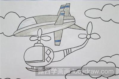 儿童画教程：用油画棒画飞机