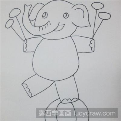 儿童画教程：大象玩杂耍