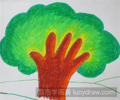 儿童画教程：用油画棒画手掌树