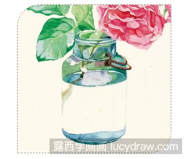 水彩画一瓶玫瑰花步骤教程