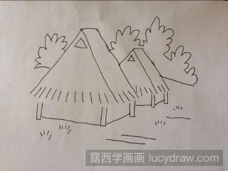 傣族的房子简笔画图片