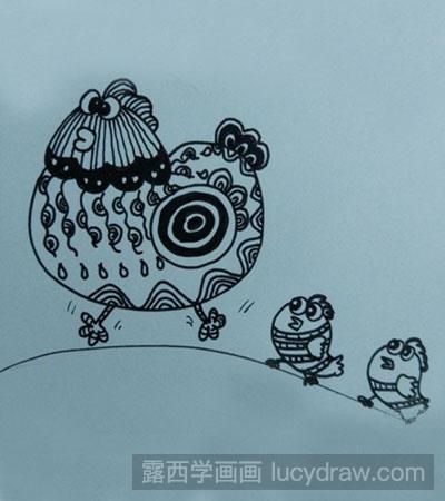 简笔画教程：教你画母鸡和小鸡