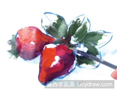 水粉画草莓教程