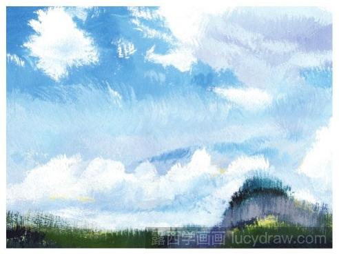 水粉风景画教程：蓝天白云的画法