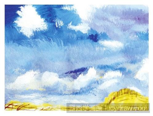 水粉风景画教程：蓝天白云的画法