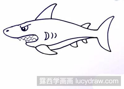 怎么画儿童画鲨鱼