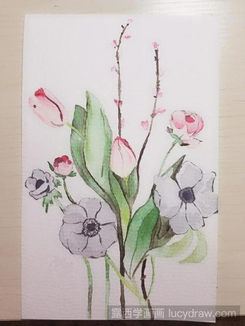 水彩画教程：一束花