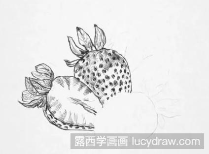 素描画水果草莓的步骤