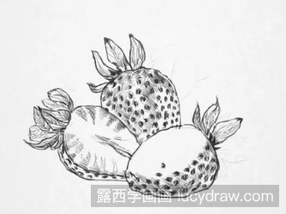 素描画水果草莓的步骤