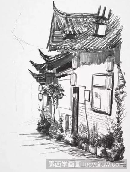 风景速写教程：古韵老街的画法