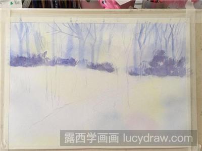 水彩画教程：教你画雪中的树木