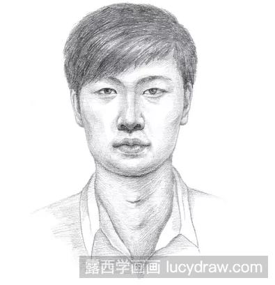 素描男子正面头像步骤教程