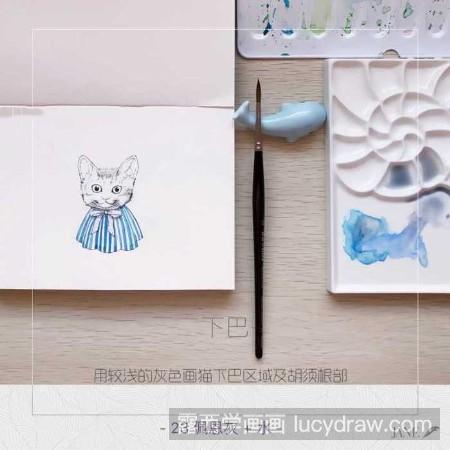 水彩画卡通猫咪怎么画