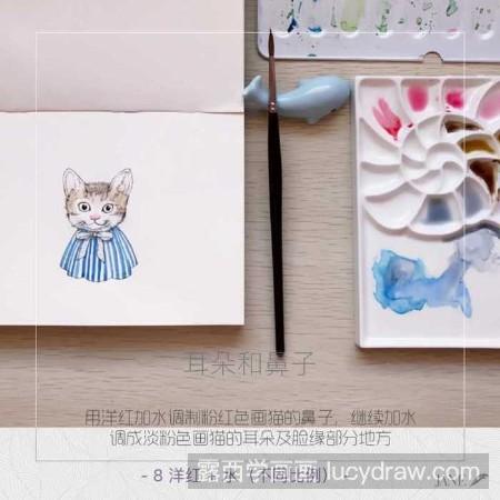 水彩画卡通猫咪怎么画