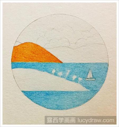 夕阳下的大海怎么画