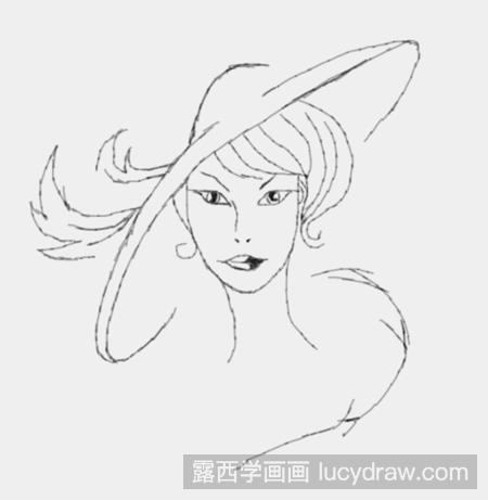 简笔画戴帽子的美女怎么画