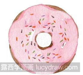 水彩美食教程：教你画粉色甜甜圈