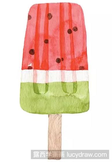 水彩美食教程：教你画西瓜冰棒