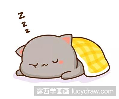 儿童画睡觉的小猫教程