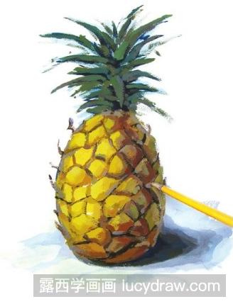 水粉静物教程：菠萝的画法