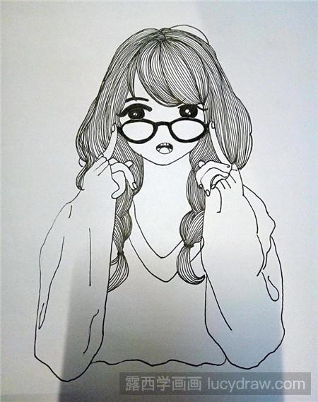 彩铅画戴眼镜的小姑娘怎么画