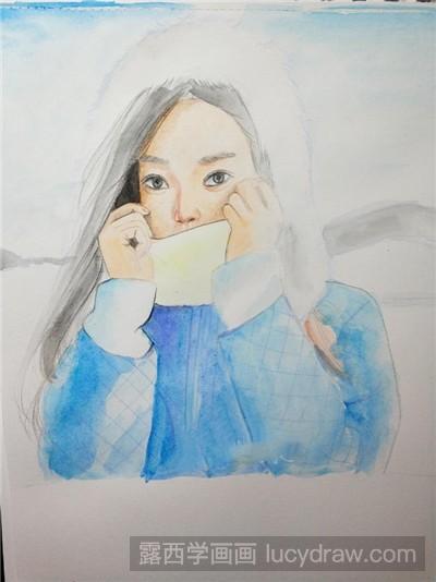 彩铅画教程：教你画雪地里的女孩