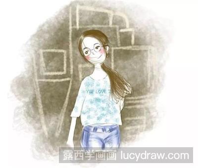 插画教程：教你画靠墙的女孩