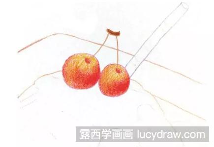 彩铅画美食：樱桃冰淇淋的画法