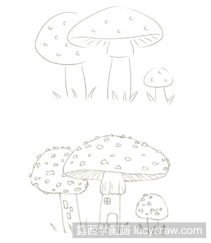 蘑菇屋插画步骤教程