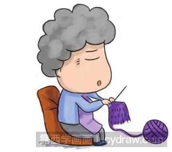人物儿童画：教你画织毛衣的奶奶