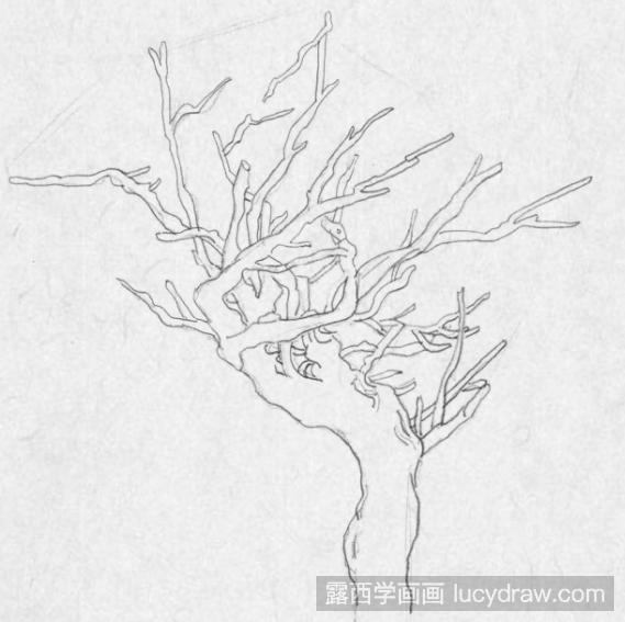 钢笔画复杂树枝的步骤