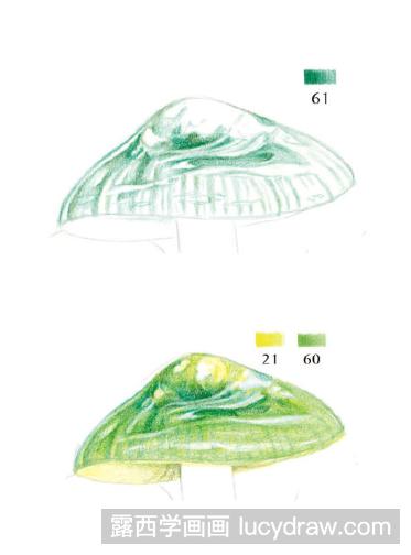 彩铅画教程：怎么画青绿湿伞