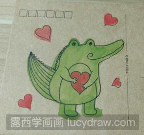 动物儿童画：教你画可爱的小鳄鱼