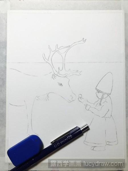 教你画麋鹿与小孩