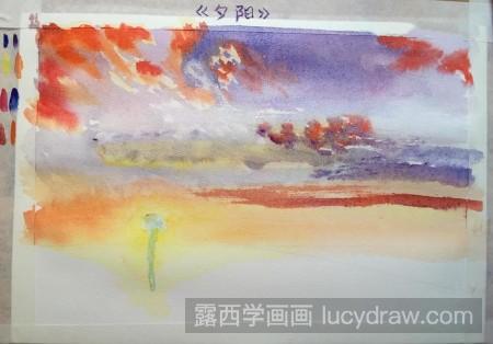 水彩画夕阳怎么画