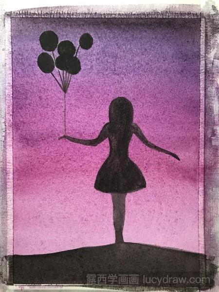 教你画紫色星空下的告白气球
