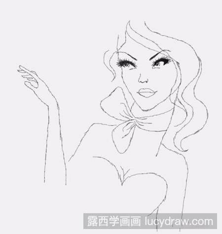 线条美女画法1