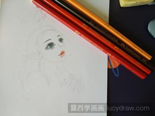 小精灵彩铅画教程