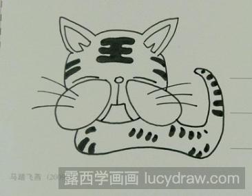 动物儿童画：教你画睡着的小老虎