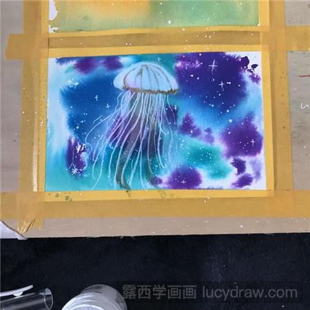 水彩画水母怎么画