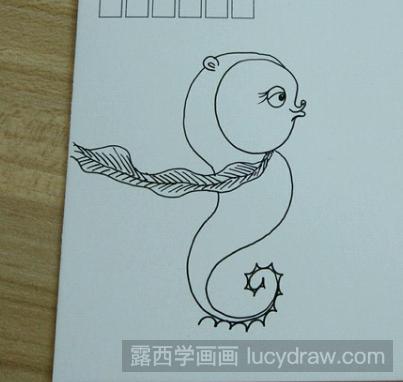 动物儿童画：教你画吐泡泡的海马