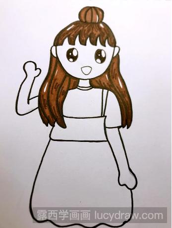 马克笔手绘教程：画一个丸子头女孩