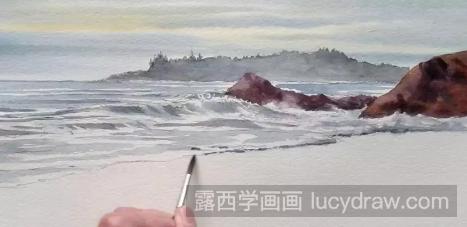 水彩风景画教程：遥远海边的画法