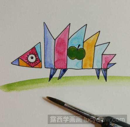 动物儿童画教程：彩色小刺猬的画法
