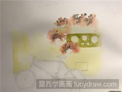 水彩画教程：教你画花与单车