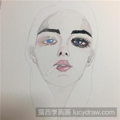 水彩画教程：教你画抽烟的女孩