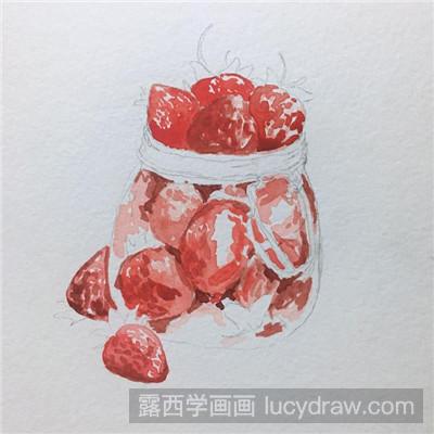 水彩画教程：教你画罐头草莓