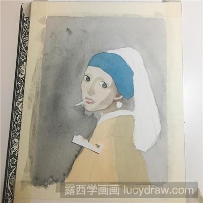 水彩画教程：教你画抽香烟的女人