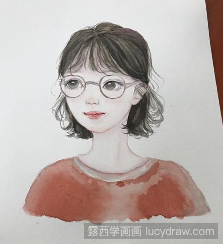 水彩画戴眼镜的小姑娘怎么画